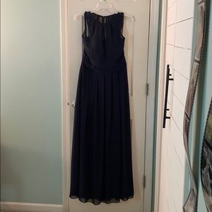 Navy blue, floor length formal dress